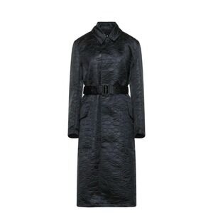 NWT Maison Margiela Black Embossed Croc Pattern Belted Trench Coat Women Size 36